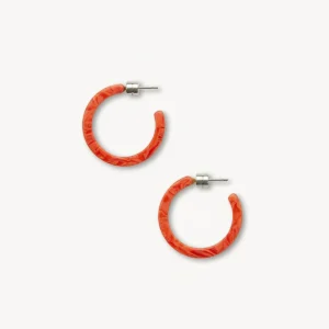 Poppy Red Marbled Hoop Earrings